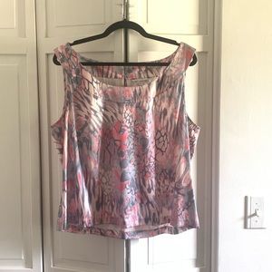 St. John Pink Grey and White Silk Blouse